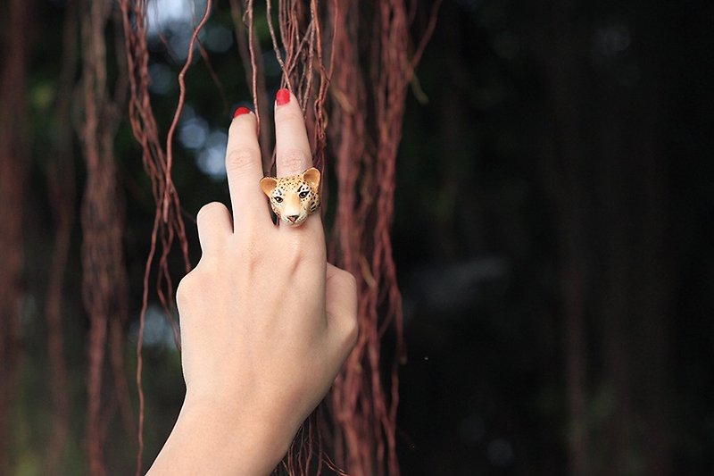 豹紋黃銅戒指 - 戒指 - 銅/黃銅 橘色