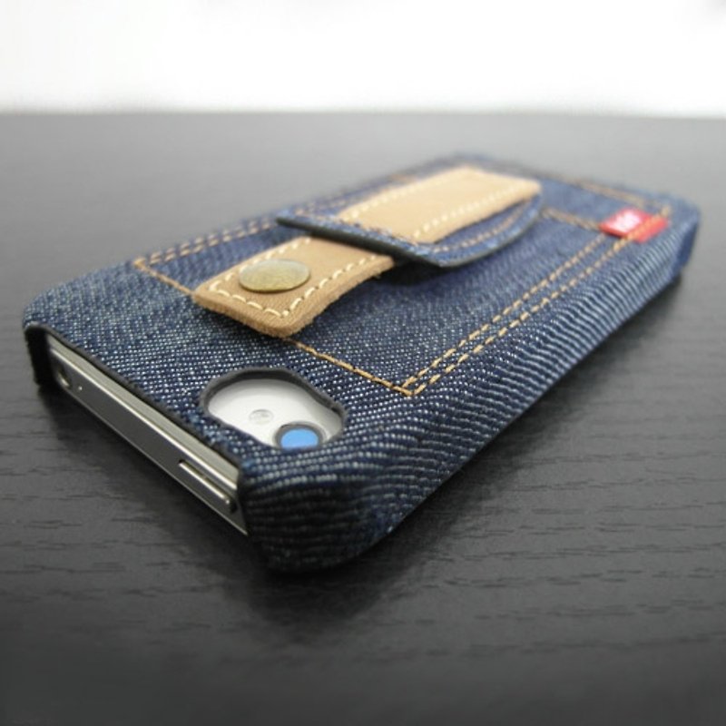 Kalo 卡樂創意 iPhoneSE/5/5S通用 丹寧捲線器保護殼 (深藍/淺藍) - 其他 - 其他材質 藍色