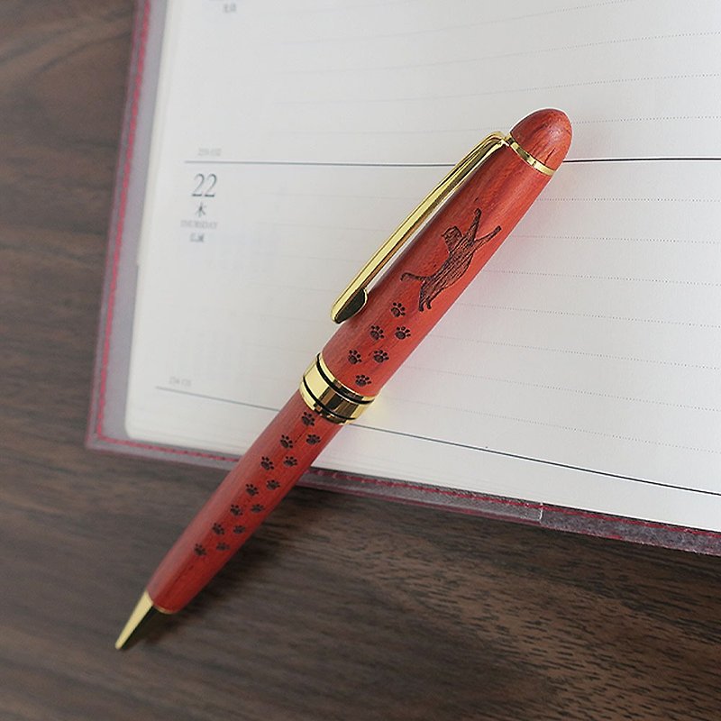 Name-inserted ballpoint pen with a choice of cats Rosewood rotary - Ballpoint & Gel Pens - Wood Red