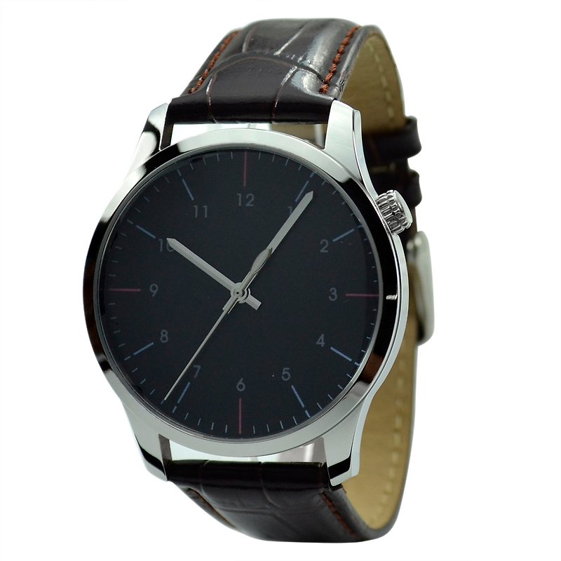 簡約手錶(雙色條紋) 大裝 - 免運 - 女錶 - 其他金屬 黑色