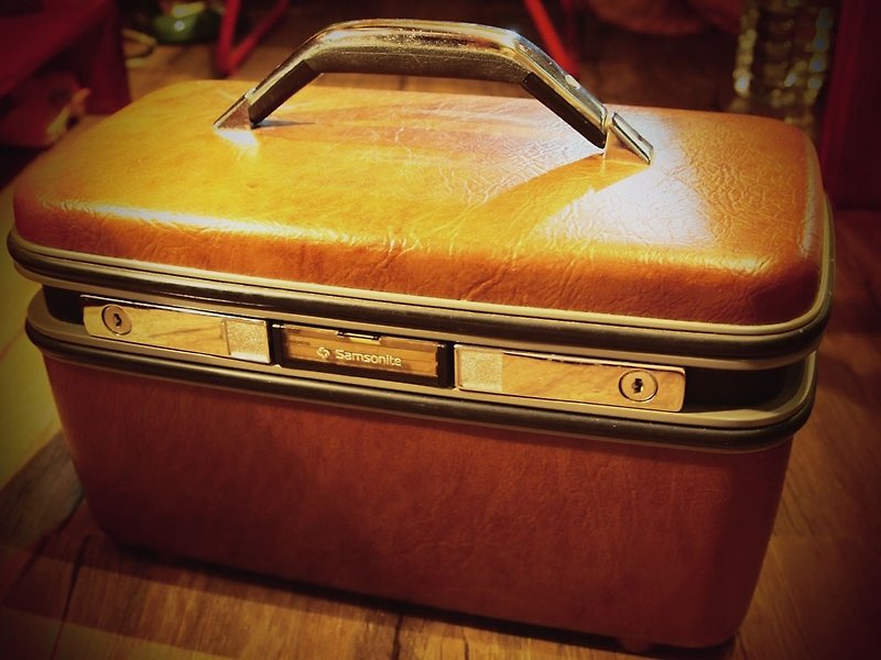 40-50 古董手提皮箱 Vintage Samsonite train case - 行李箱 / 旅行喼 - 其他材質 咖啡色
