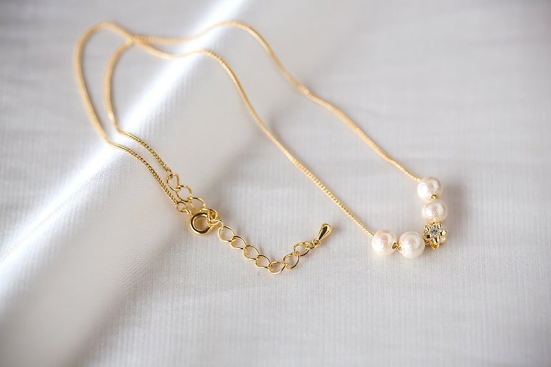 Joyce - cotton pearl necklace - Necklaces - Other Metals White