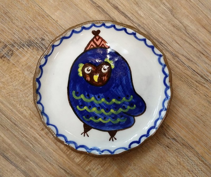 藍色貓頭鷹✖動物圓盤 - 花瓶/陶器 - 其他材質 