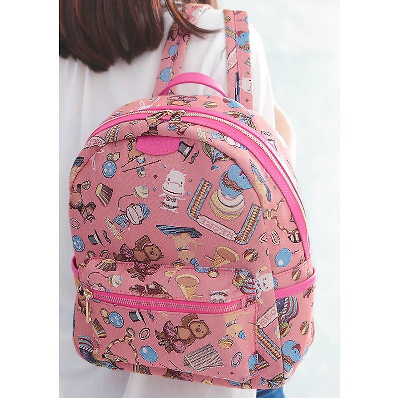 Handmade Backpack Bag  /  Jacquard Weave / Water Repellent - Backpacks - Waterproof Material Pink