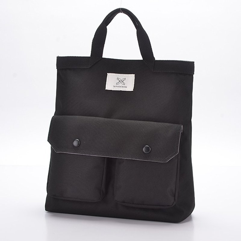 LaPoche Secrete: the exchange of gifts _ Wen Qing style storage treasure bag _ textured black - Handbags & Totes - Other Materials Black