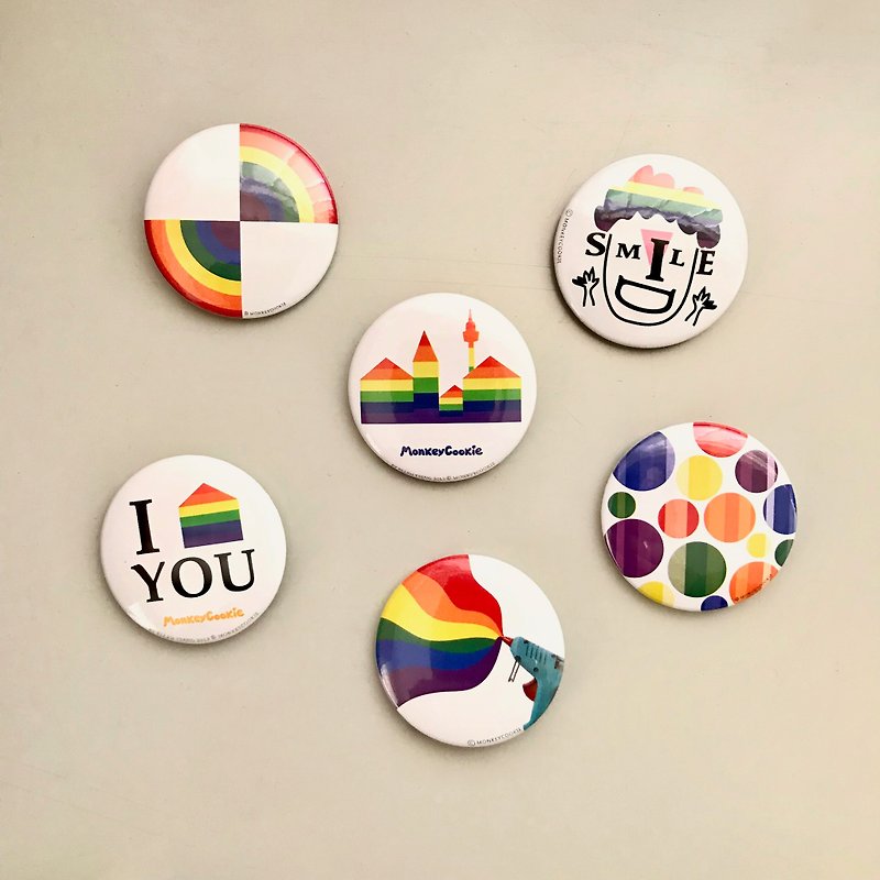 Promotion Group Rainbow Series and Postcards | MonkeyCookie - Badges & Pins - Plastic Multicolor