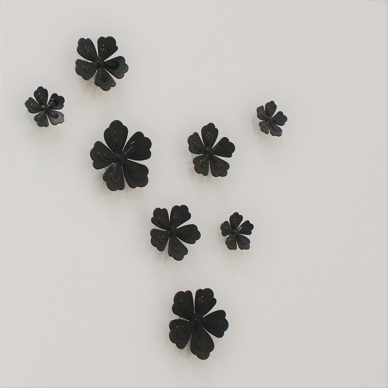 牡丹壁画の花グループ 黒 - ウォールデコ・壁紙 - プラスチック ブラック