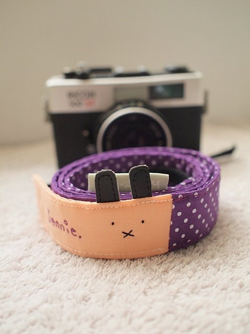 hairmo. Black Bunny Double-Hanging Camera Strap-Purple Orange (General) - กล้อง - วัสดุอื่นๆ สีม่วง