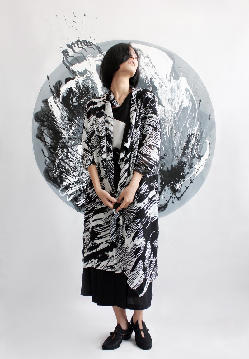 Black and white chiffon jacket - Women's Casual & Functional Jackets - Other Materials Black