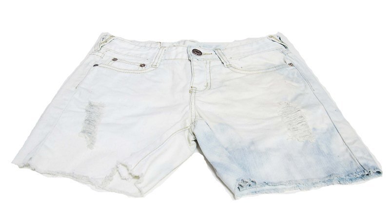 【Wahr】 白刷色牛仔短褲 - Women's Pants - Other Materials White