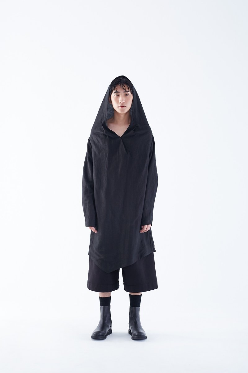 TRAN - long version Y Neck Hoodie - Unisex Hoodies & T-Shirts - Other Materials Black