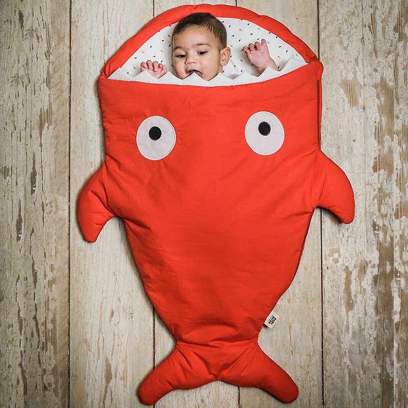 【西班牙製】鯊魚咬一口BabyBites純棉嬰幼兒多功能睡袋-標準版 - 彌月禮盒 - 棉．麻 紅色