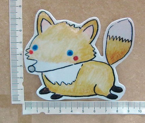 毛球工坊 手繪插畫風格 完全 防水貼紙 狐狸