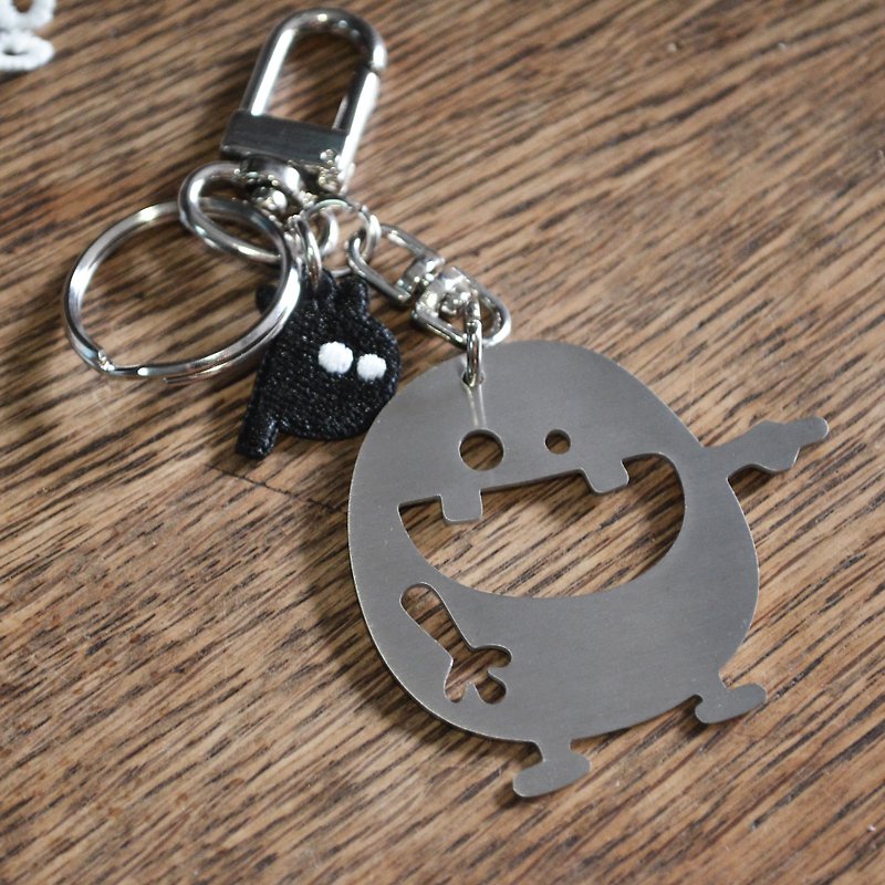 Ha Ha Ha Stainless Steel Keychain Valentine's Day - ที่ห้อยกุญแจ - สแตนเลส สีเงิน