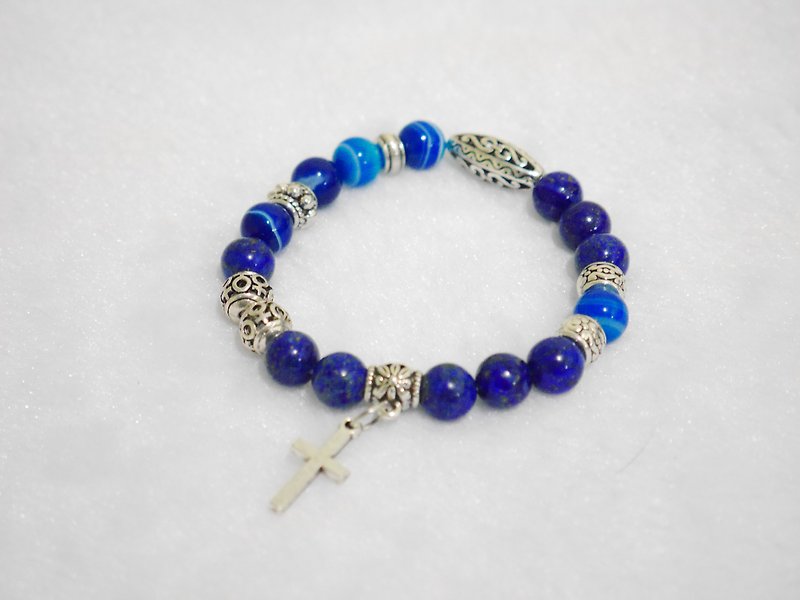 S & amp; A calm color of blue beaded bracelet - สร้อยข้อมือ - วัสดุอื่นๆ สีน้ำเงิน