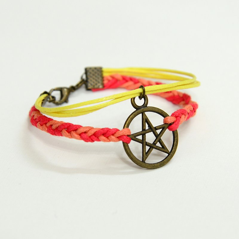 Stars ✡ ✡ hand-knitted bracelet - Bracelets - Wax Orange