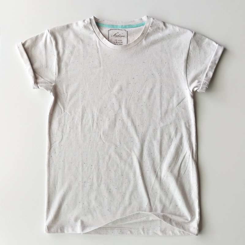 白色雪花結子紗捲袖素面T恤 - T 恤 - 其他材質 白色