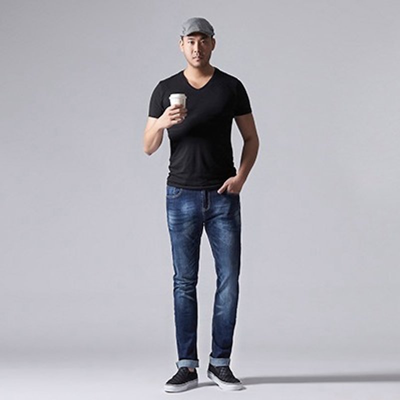 Dark stretch slim-fit jeans - กางเกงขายาว - วัสดุอื่นๆ สีน้ำเงิน