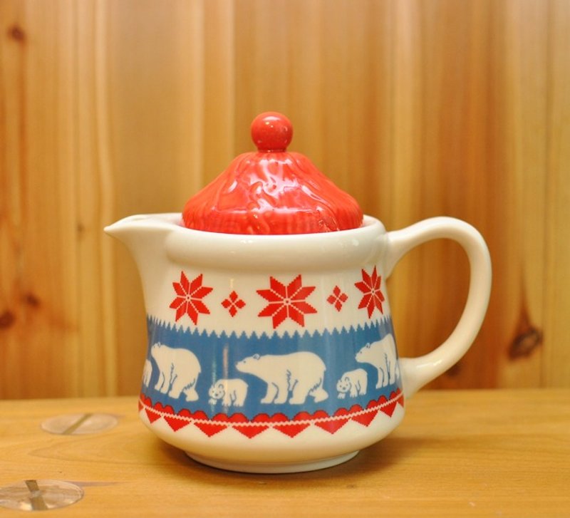 【Decole】Polaris系列 針織毛帽北極熊造型茶壺(附濾網) - Teapots & Teacups - Other Materials Multicolor