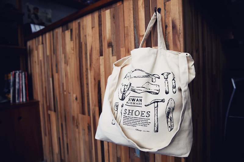 [Christmas gift] Lin Guoliang shoes and tools thick canvas bag | Gift exchange | Gift recommendation - กระเป๋าถือ - ผ้าฝ้าย/ผ้าลินิน ขาว