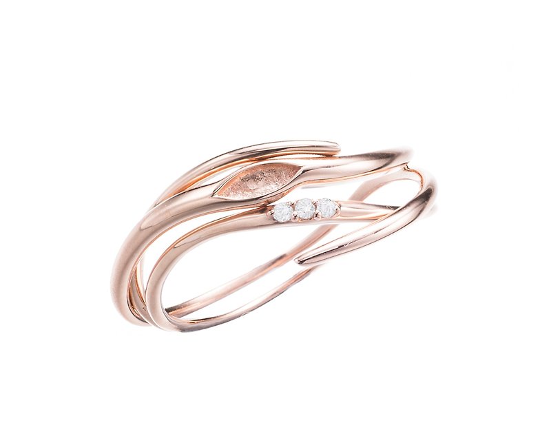 14k Engagement Ring Set, His and Her Promise Engagement Diamond Wedding Ring Set - แหวนคู่ - โรสโกลด์ สีทอง