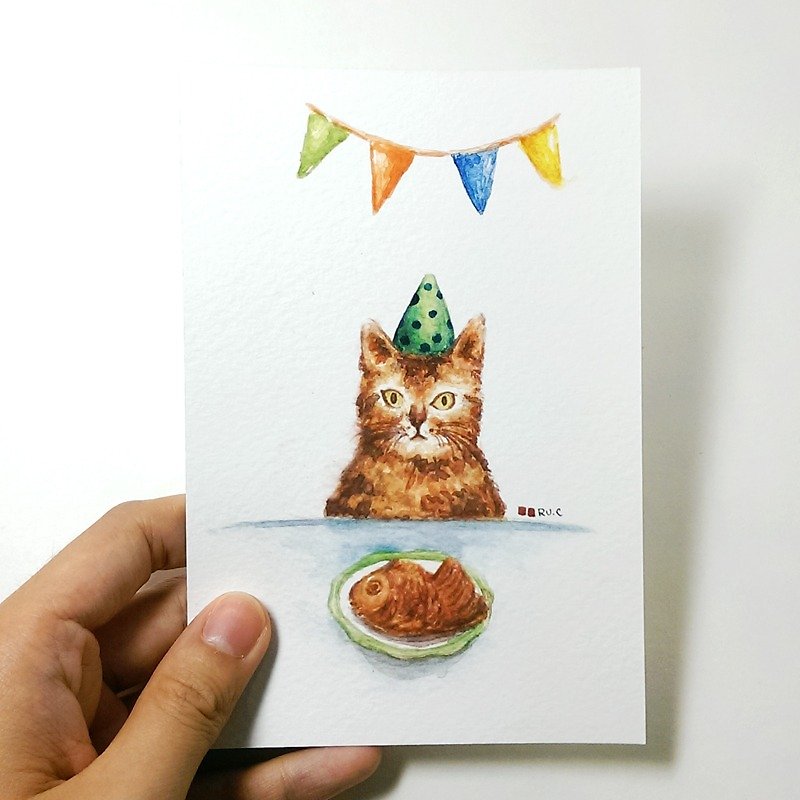 Postcard - Birthday Card - Party Cat - การ์ด/โปสการ์ด - กระดาษ หลากหลายสี