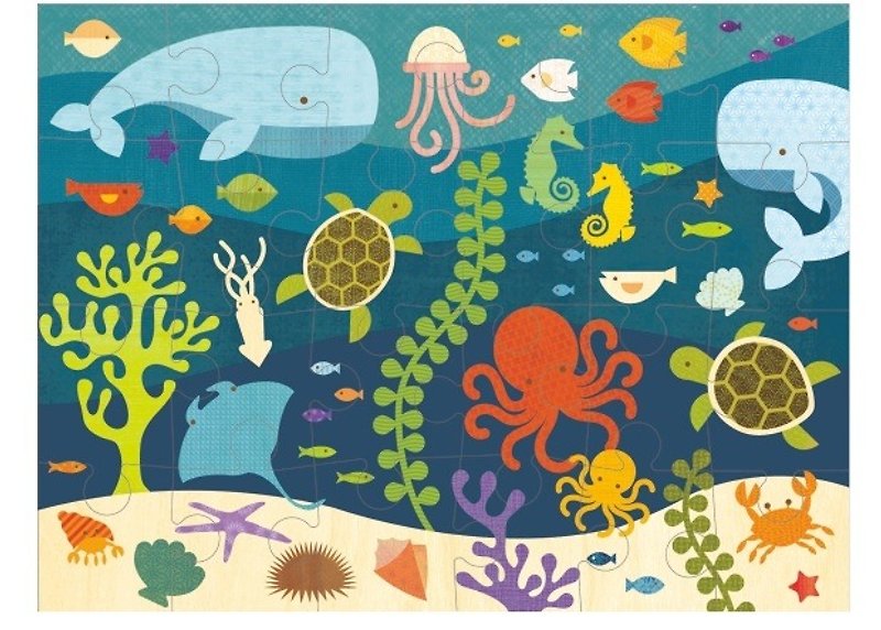 美國petitcollage地板拼圖﹣海底世界 - 嬰幼兒玩具/毛公仔 - 紙 多色
