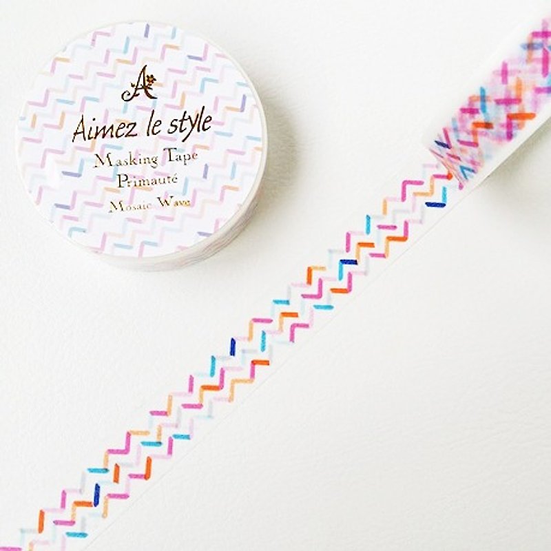 Aimez le style 15mm and paper tape (04888 mosaic wave) - Washi Tape - Paper Multicolor
