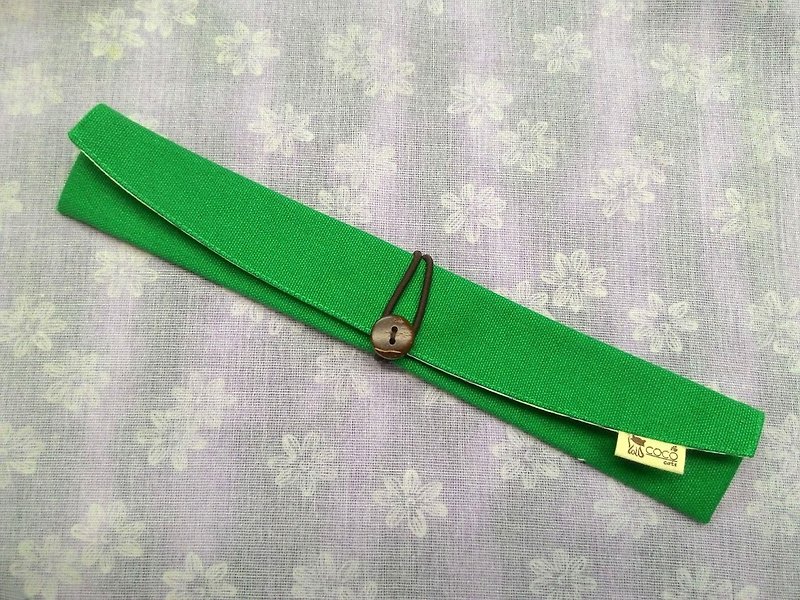 Small chopsticks cover. Fan carry-on storage bag, chopsticks cover and fan cover-curved (green plain canvas) F06-007 - Chopsticks - Cotton & Hemp Green