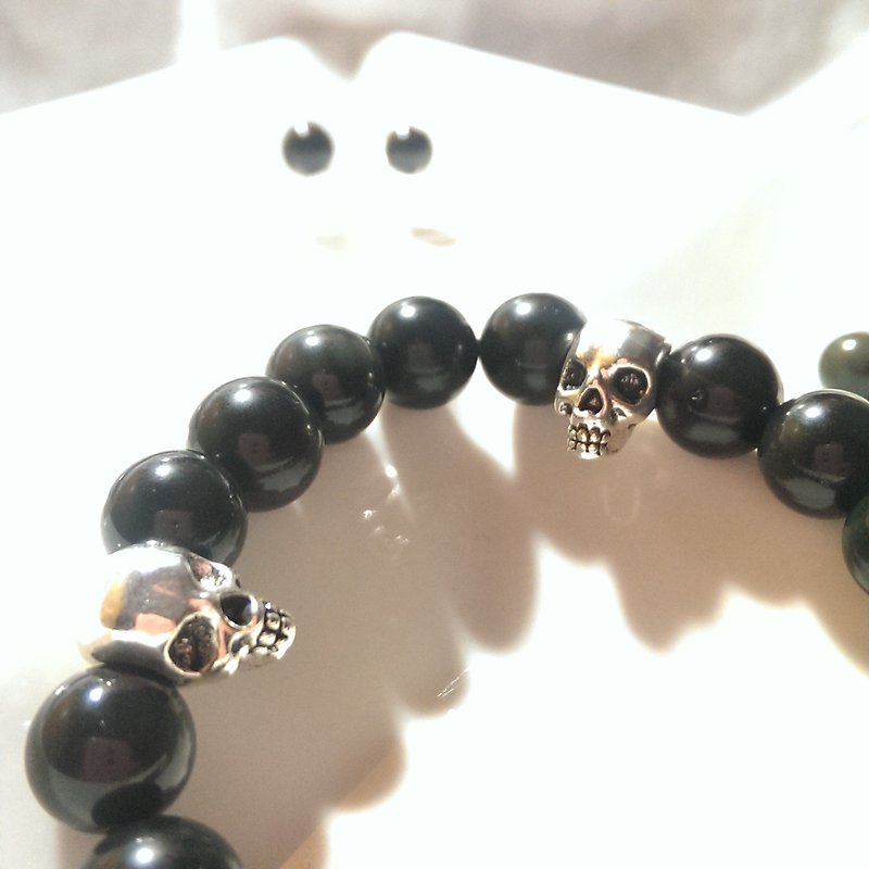 Custom order for Ms.Shirley.C - Obsidian Jewel Set - 耳環/耳夾 - 寶石 黑色