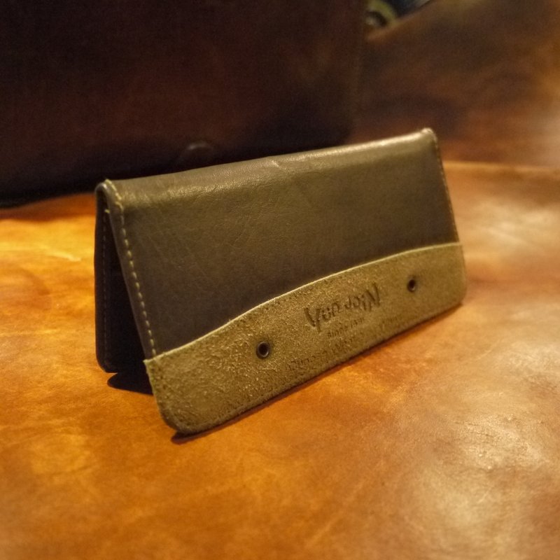 夕卡 Shika // Vintage bag 老件 yun join 優質牛皮經典復古長夾 {A6-052} - 錢包/皮夾/長短夾 - 其他材質 卡其色