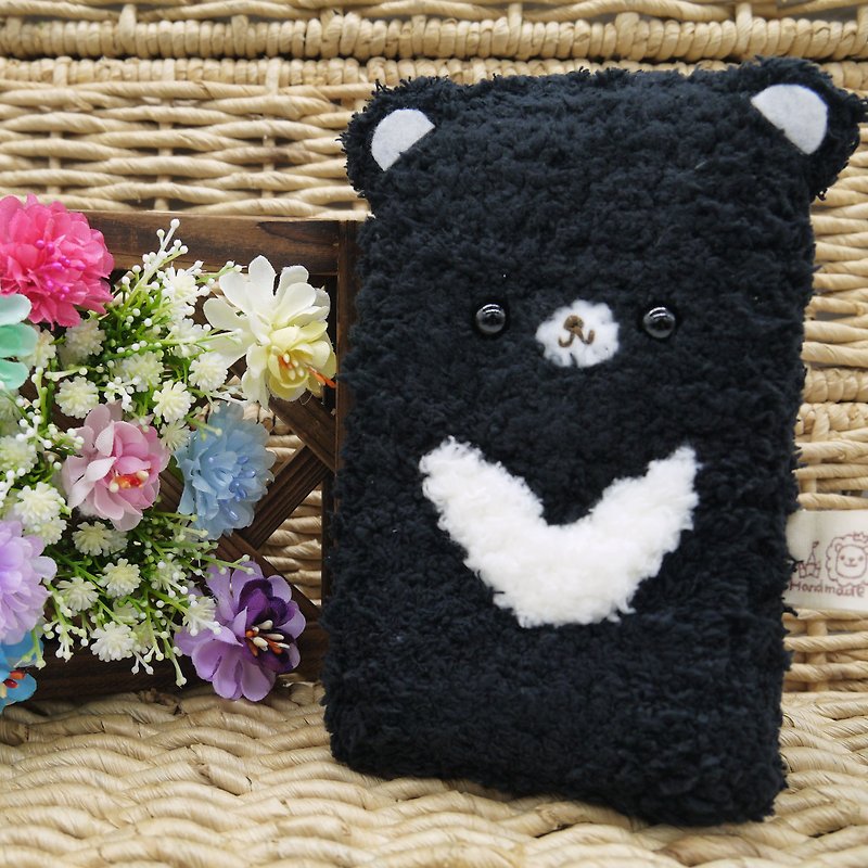 Taiwan Black Bear-wool woven mobile phone bag mobile phone bag iphone Samsung Xiaomi - เคส/ซองมือถือ - วัสดุอื่นๆ สีดำ