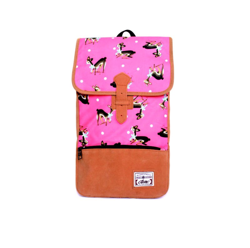 ｜翻蓋小書包-粉紅鹿｜ - Messenger Bags & Sling Bags - Waterproof Material Pink