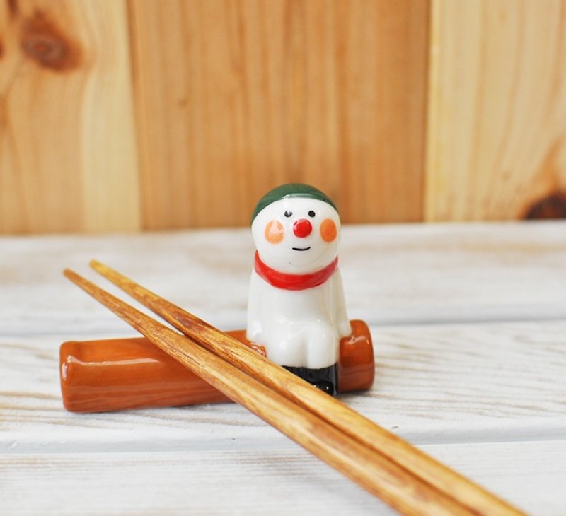 [Japan Decole] Christmas limited edition "relax" style Christmas ★ Christmas snowman chopsticks chopsticks holder rack - ผ้ารองโต๊ะ/ของตกแต่ง - วัสดุอื่นๆ ขาว