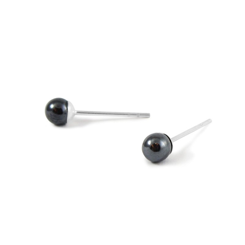 Bibi Fun Strictly Selected Series-Small Pearl Ear Pins/Black (Free Shipping by Mail) - ต่างหู - เครื่องเพชรพลอย สีดำ