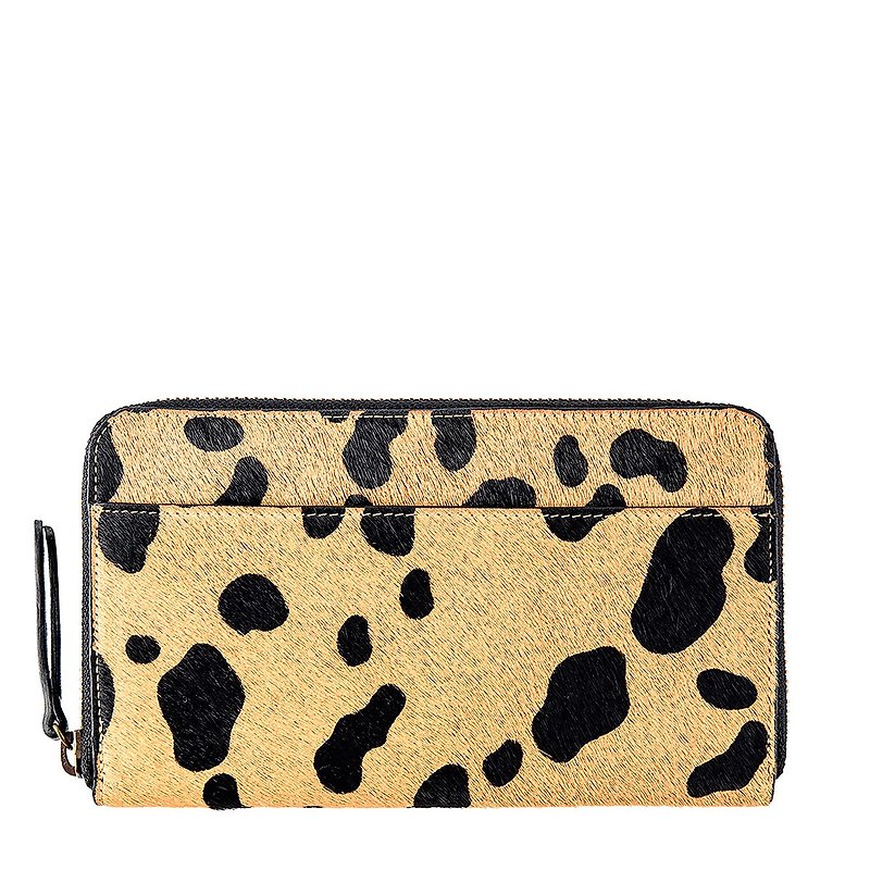 DELILAH Long Clip_Wild Cat / Flower Cat - Clutch Bags - Genuine Leather Brown