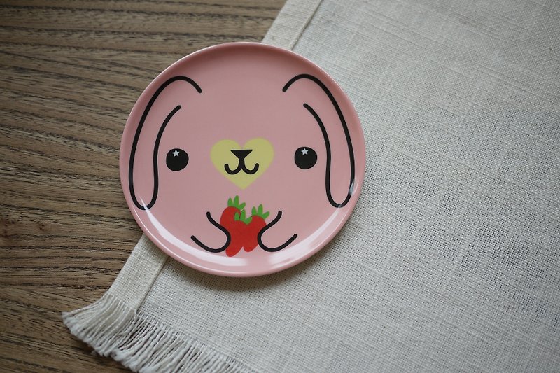 mixmania 兔兔愛紅蘿蔔多功能杯墊小盤/點心盤 - 小碟/醬油碟 - 其他材質 粉紅色