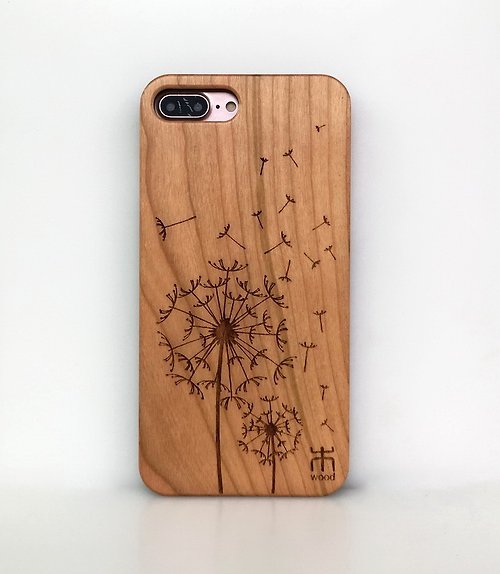 小木工房 手工客制實木iPhone三星手機殼,純木手機殼,個性禮品, 蒲公英