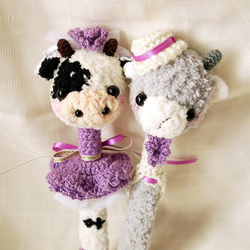"Hand-made Woolen Yarns" Wedding Series ♥ Zodiac Dresses ♥ Wedding Signature Pen - Stuffed Dolls & Figurines - Other Materials White