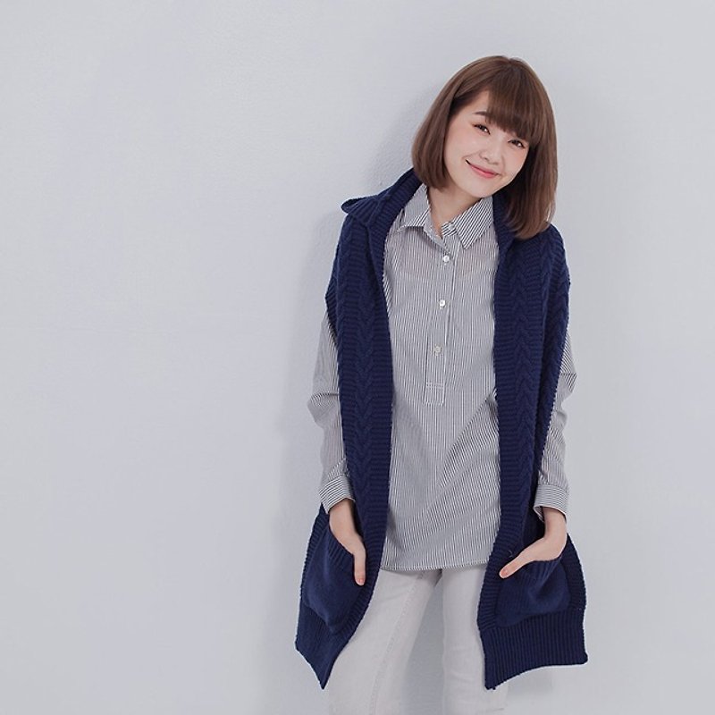 Goody hooded knit scarf / blue - Other - Other Materials Blue