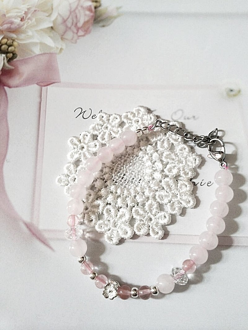 Loving Rose Quartz Bracelet Rose Quartz Sterling - Bracelets - Other Materials Pink
