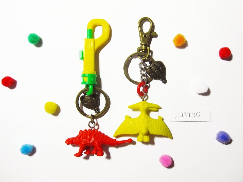 Dinosaurs haunt! Color key ring - ที่ห้อยกุญแจ - พลาสติก หลากหลายสี