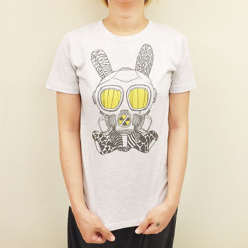 設計T-shirt | NoNukes 兔款 - 女 T 恤 - 棉．麻 灰色