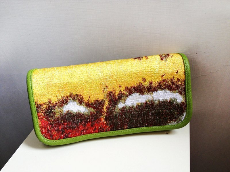 ［織林］羽化蝶影。刺繡晚宴包 - 其他 - 繡線 黃色