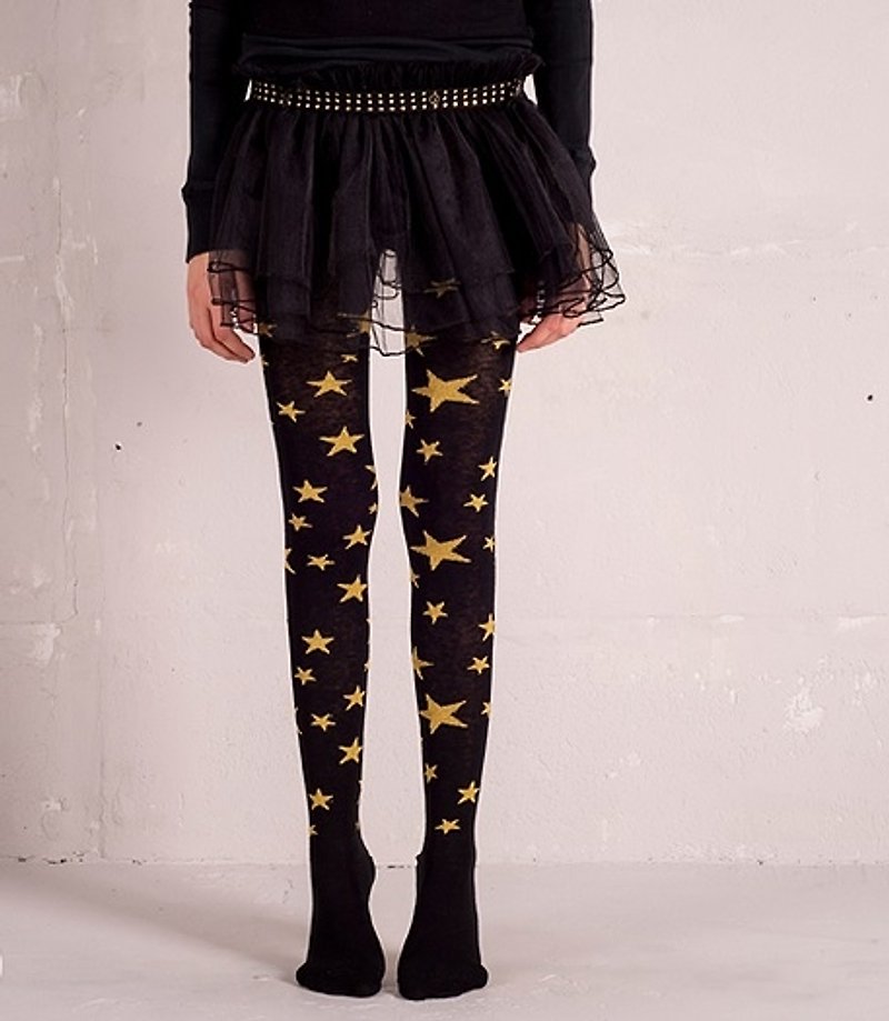 2014 autumn and winter funky-leg limited black rock star tights - ผ้ากันเปื้อน - ผ้าฝ้าย/ผ้าลินิน สีดำ