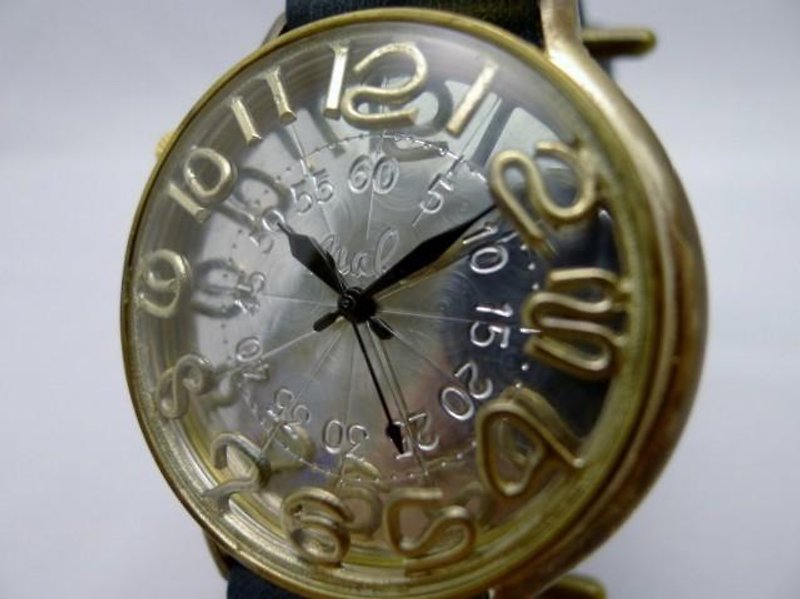GRANDAD3-B 手作り時計 HandCraftWatch 特大JUMBOBrass42mm フローティングインデックス (JUM116A AL/BK) - 女裝錶 - 銅/黃銅 金色