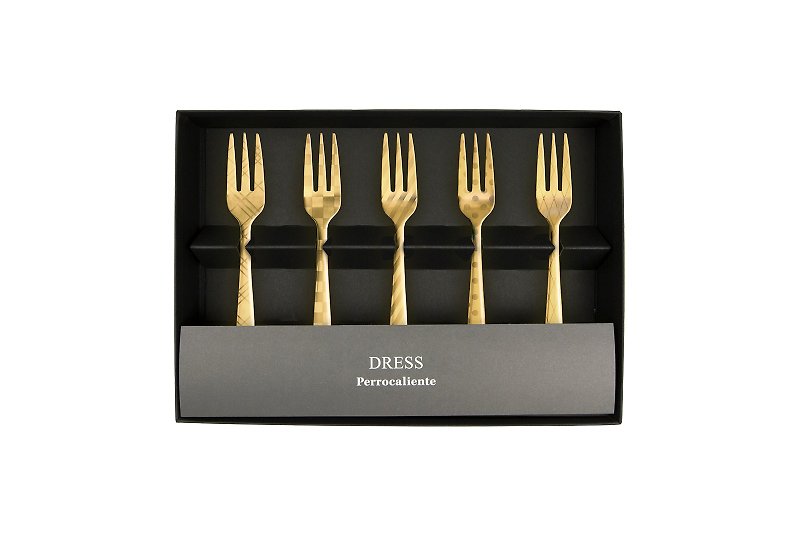 Perrocaliente dessert gift set / gold fork - Cutlery & Flatware - Other Metals Gold
