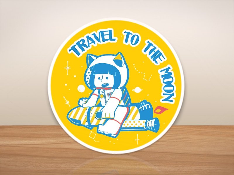 Pentagram/ TRAVEL TO THE MOON-Luggage Sticker - Stickers - Paper Yellow