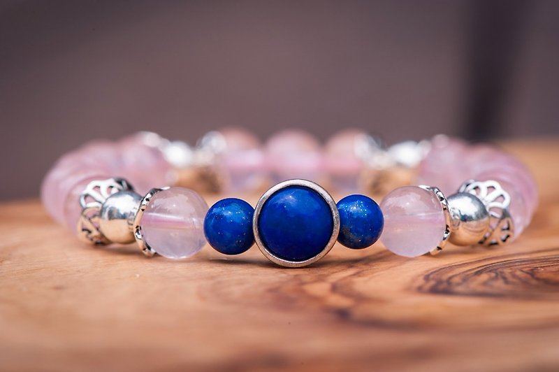 [Woody'sHandmade] Want to Love. Rose Quartz lapis lazuli bracelets, b paragraph. Searching for love - Rose quartz with Lapis lazuli (Style: b) - Bracelets - Gemstone Pink