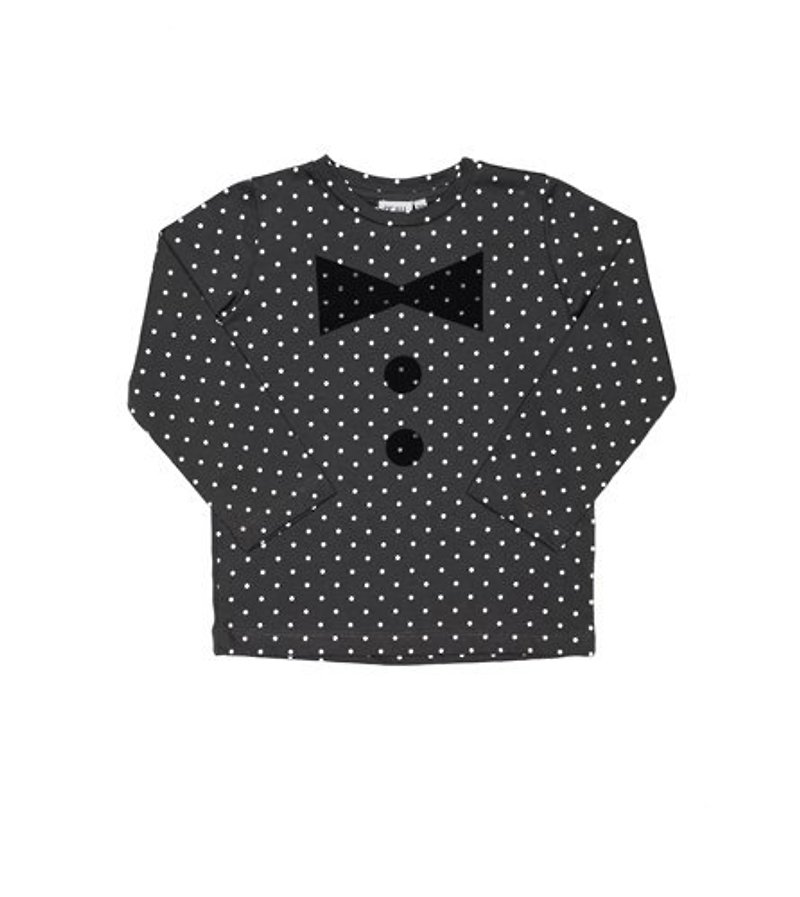 British fake bow tie dot blouse - อื่นๆ - วัสดุอื่นๆ สีเทา